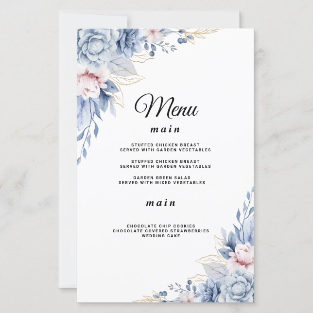 Elegant Blue and Blush Floral Wedding (Front)