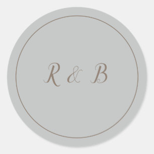 Elegant Blue and Brown Classic Round Sticker