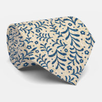 Elegant Blue and Cream Botanical Calico Pattern