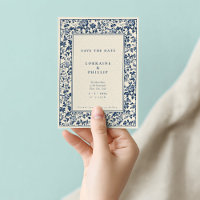 Elegant blue and cream floral vintage style