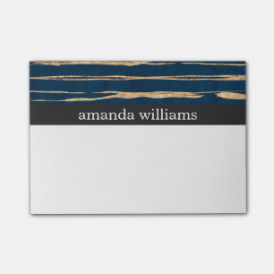 Elegant Blue and Faux Gold Foil Post-it Notes