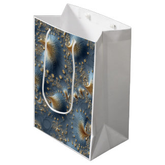 Elegant Blue and Gold Abstract Luxury Wrapping Pap Medium Gift Bag