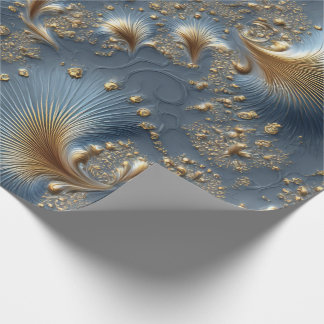 Elegant Blue and Gold Abstract Luxury Wrapping Pap Paper