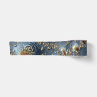 Elegant Blue and Gold Abstract Satin Ribbon