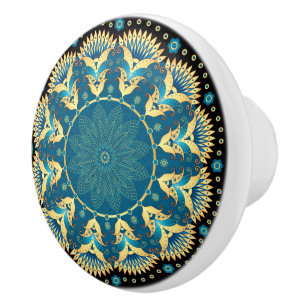 Elegant Blue and Gold Cabinet Knobs