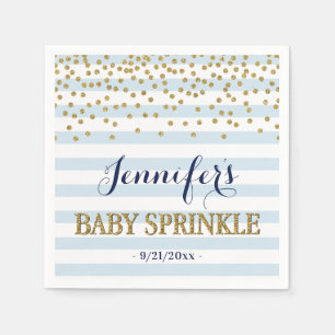 Elegant Blue and Gold Confetti Baby Boy Sprinkle Napkin