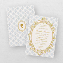 Elegant Blue and Gold Damask Bridal Shower