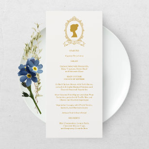 Elegant Blue and Gold Damask Bridal Shower Menu