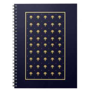 Elegant Blue and Gold Damask Notebook