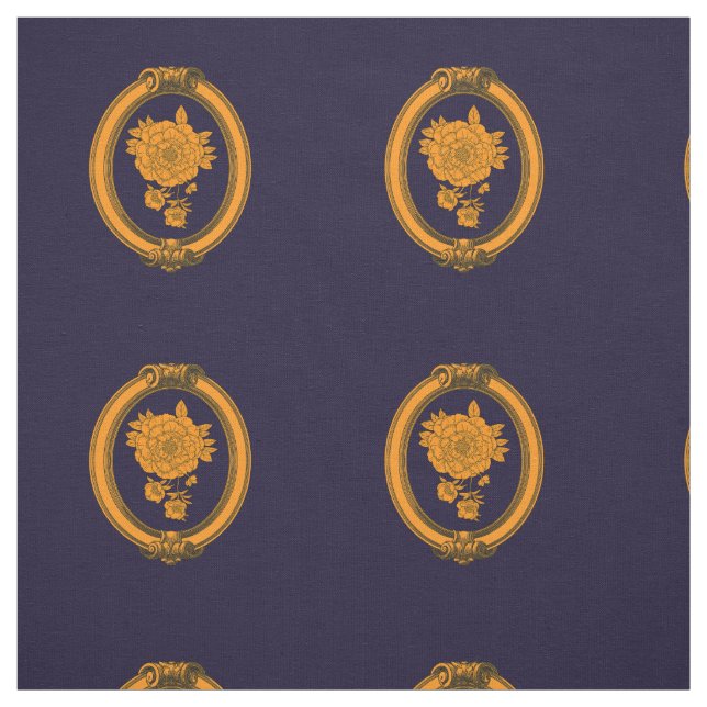 Elegant Blue and Gold Fabric (Swatch)