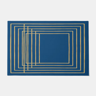 Elegant blue and gold frames metallic Door Mat