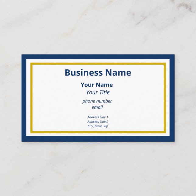 Elegant Blue and Gold Generic Business Card (Front)