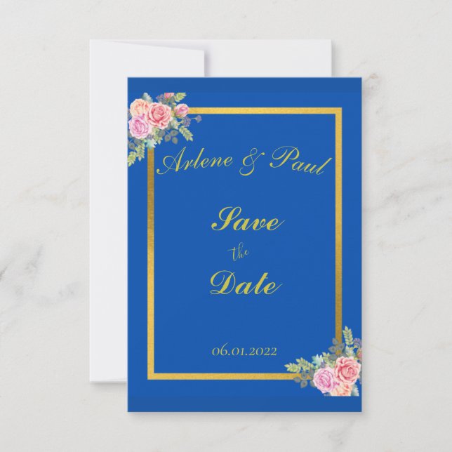 Elegant Blue and Gold Invitation (Front)