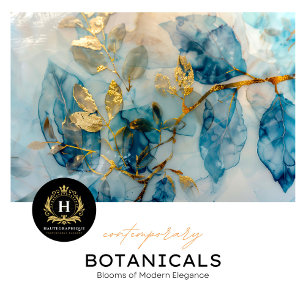 Elegant Blue and Gold Leaf Tissue Decoupage Tissue Paper