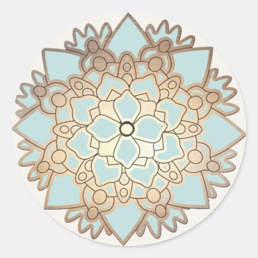 Image of Elegant Blue and Gold Lotus Flower Sticker
