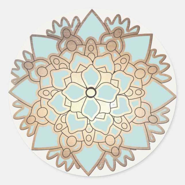 Elegant Blue and Gold Lotus Flower Sticker (Front)