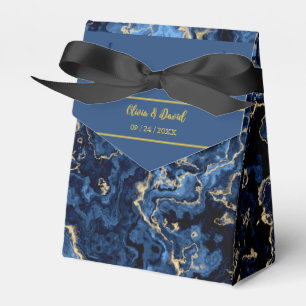 Elegant Blue And Gold Marble Wedding Favour Box