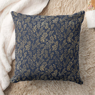 Elegant Blue and Gold Nautical & Vintage Patterns Cushion