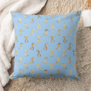 Elegant Blue and Gold Nautical & Vintage Patterns Cushion