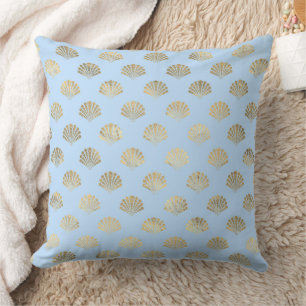 Elegant Blue and Gold Nautical & Vintage Patterns Cushion