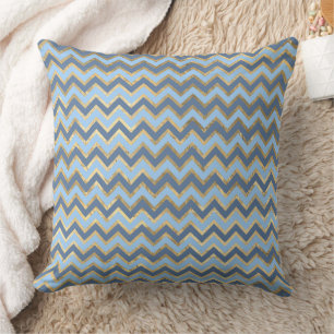 Elegant Blue and Gold Nautical & Vintage Patterns Cushion