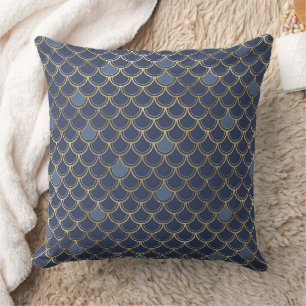Elegant Blue and Gold Nautical & Vintage Patterns Cushion