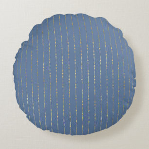 Elegant Blue and Gold Nautical & Vintage Patterns Round Cushion