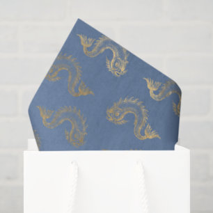 Elegant Blue and Gold Nautical & Vintage Patterns Tissue Paper