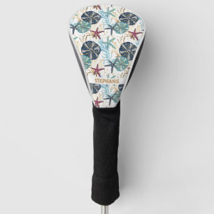 Elegant Blue and Gold Ocean Treasures Pattern Golf Head Cover