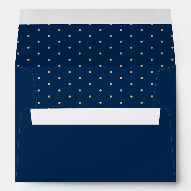 Elegant Blue and Gold Polka Dots Envelope (Back (Bottom))