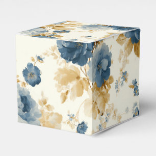 Elegant Blue and Gold Rose Favour Box