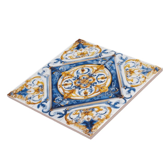 Elegant Blue and Gold Tile Design (Side)