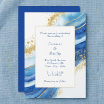  Elegant Blue and Gold Watercolor Wedding 