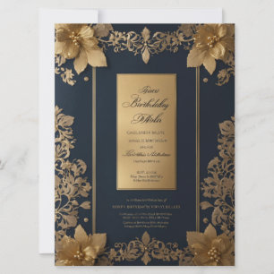 Elegant Blue and Golden Royal Invitation Card