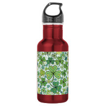 Elegant Blue and Green Shamrock Clover Sport Water