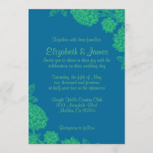 Elegant Blue And Green Wedding Invitations