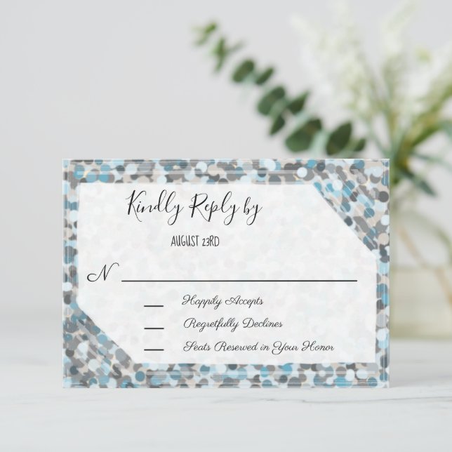 Elegant Blue and Grey Abstract Stone Response Card (Standing Front)
