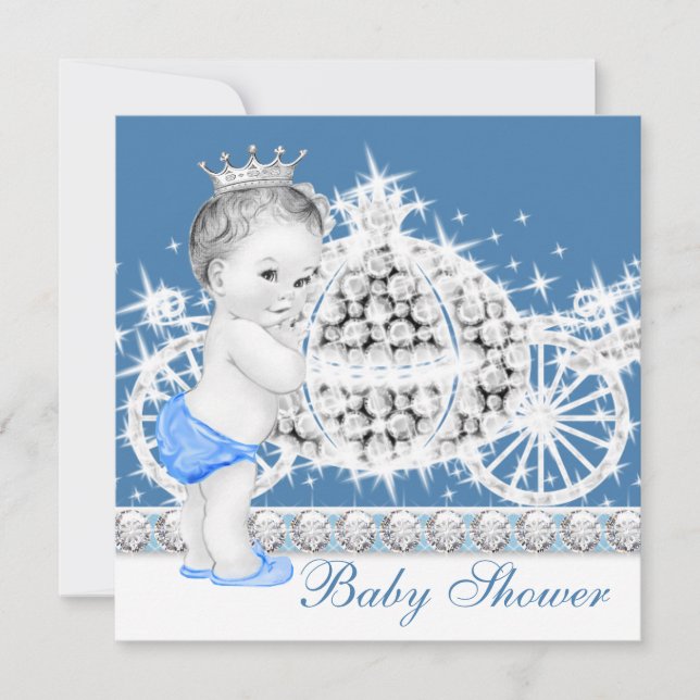 Elegant Blue and Grey Prince Baby Shower Invitation (Front)