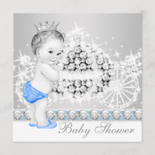 Elegant Blue and Grey Prince Baby Shower Invitation