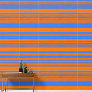 Elegant Blue and Orange stripes Wallpaper