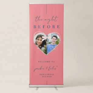 Elegant Blue And Pink Rehearsal Dinner Welcome Retractable Banner