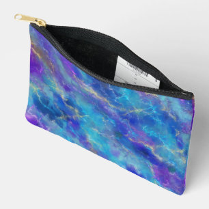 Elegant Blue And Purple Marble Pattern  Accessory Pouch