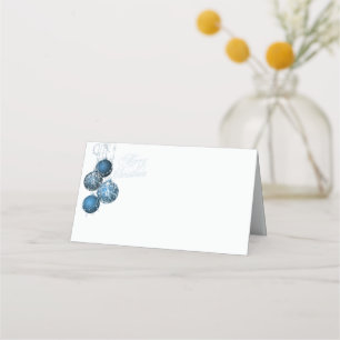 Elegant Blue and Silver Christmas Entertaining Place Card