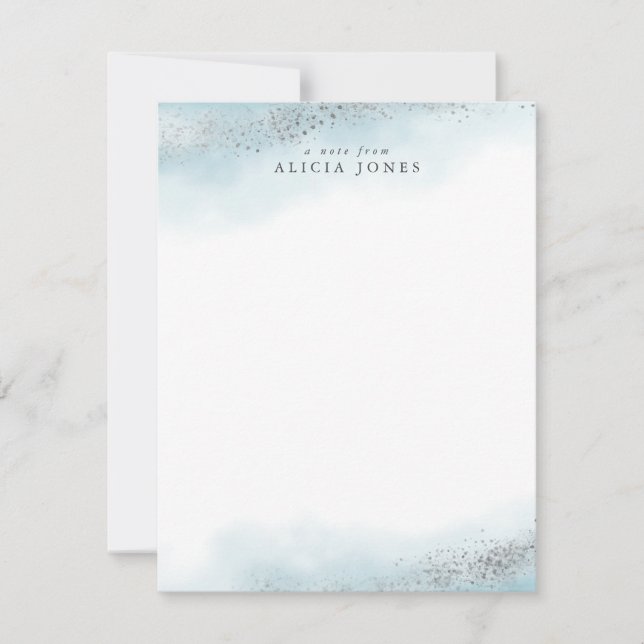 Elegant Blue and Silver Cloud Personalised Card (Front)
