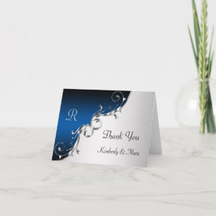 Elegant Blue and Silver Thank You Cards