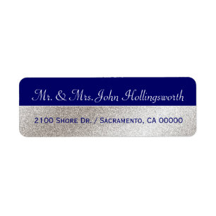 Elegant Blue and Silver Tone Return Address Label