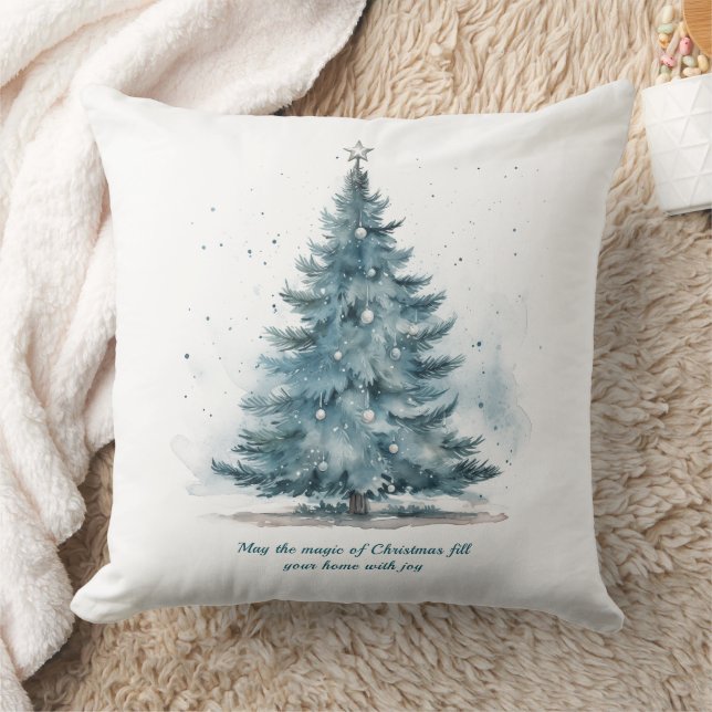 Elegant Blue and Silver Winter Wonderland  Cushion (Blanket)