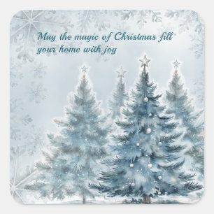 Elegant Blue and Silver Winter Wonderland  Square Sticker