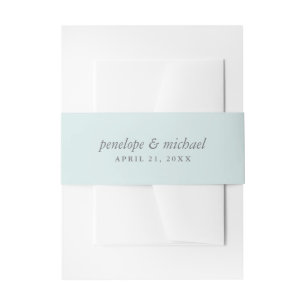 Elegant Blue and Soft Grey Wedding Invitation Belly Band