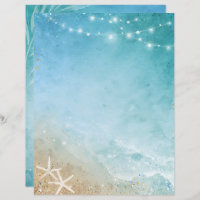 Elegant Blue and Teal Watercolor Beach Stationery